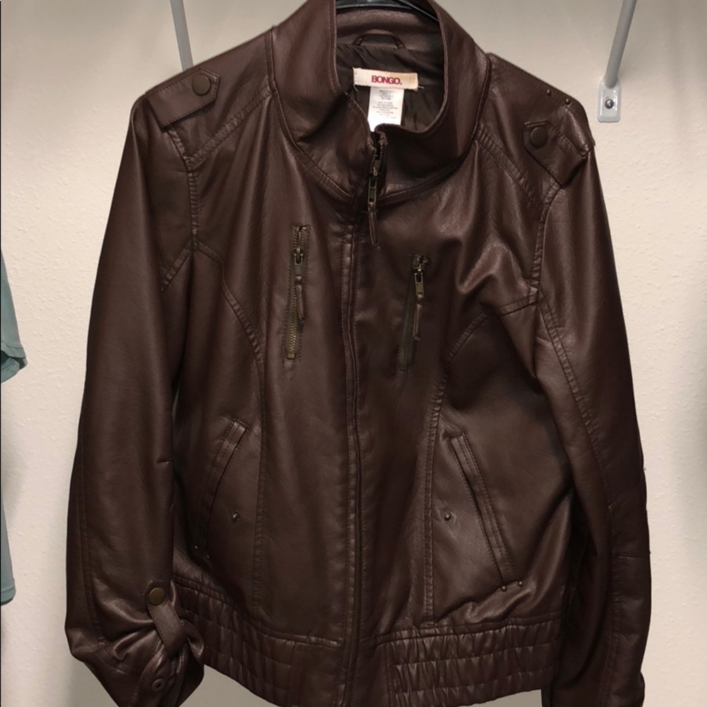 BROWN LEATHER JACKET! Worn once!